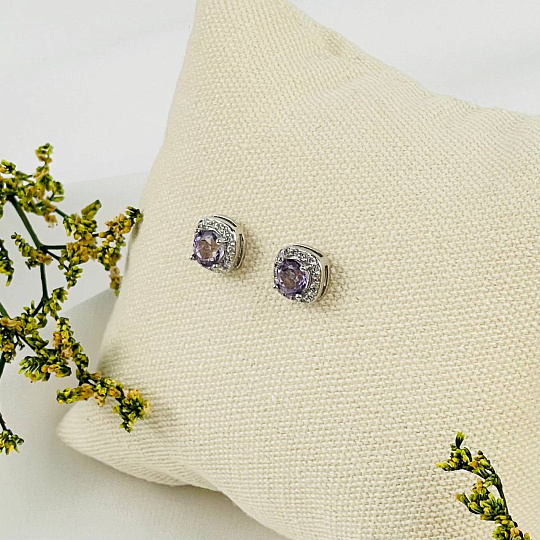 Серьги- пусеты из Аметиста, Артикул: 068826 - изображение товара №1