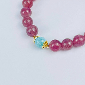 Браслет из мадагаскарского Розового кварца и Ларимара, Артикул: 118293 - изображение товара №3