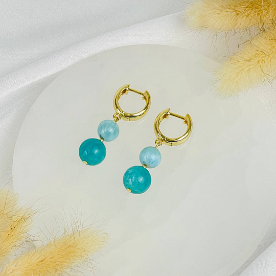 Серьги из Амазонита и Ларимара, Артикул: 118324 - изображение товара №2