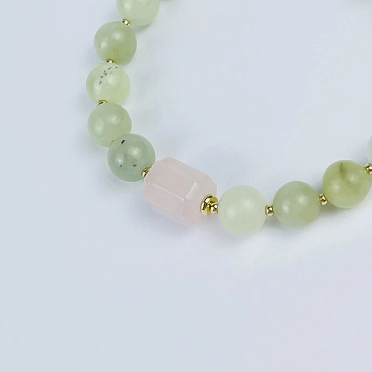 Браслет из Офикальцита и Розового кварца, Артикул: 118678 - изображение товара №3