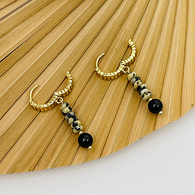 Серьги из перепелиной Яшмы и Турмалина, Артикул: 103272 - изображение товара №3