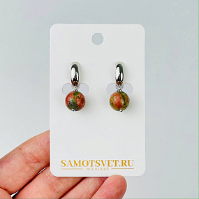 Серьги из Унакита, Артикул: 116837 - изображение товара №1