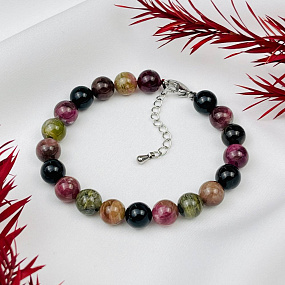 Браслет из Турмалина микс, Артикул: 085036 - изображение товара №1