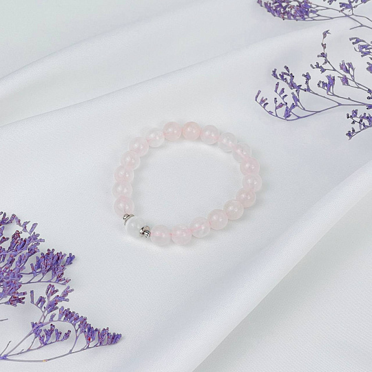 Браслет из Розового кварца и Селенита, Артикул: 117888 - изображение товара №2