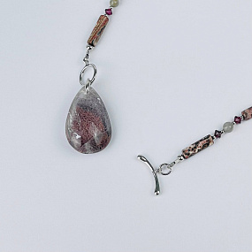 Колье из леопардовой Яшмы, Лабрадора, Граната и Лодолита, Артикул: 116811 - изображение товара №3