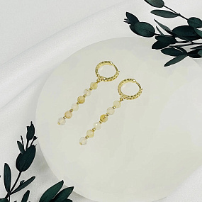 Серьги длинные из Рутилового кварца (Волосатик), Артикул: 118563 - изображение товара №2