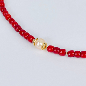 Колье из Коралла и Жемчуга, Артикул: 117151 - изображение товара №2