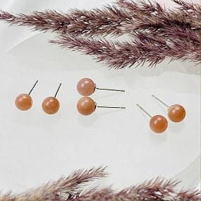 Серьги-пусеты с Лунным камнем, Артикул: 108879 - изображение товара №1