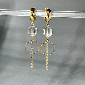 Серьги с цепочкой из Горного Хрусталя , Артикул: 098527 - изображение товара №1