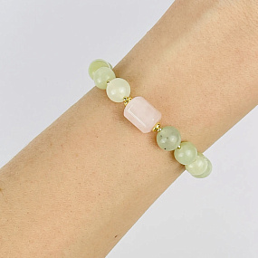 Браслет из Офикальцита и Розового кварца, Артикул: 118678 - изображение товара №1