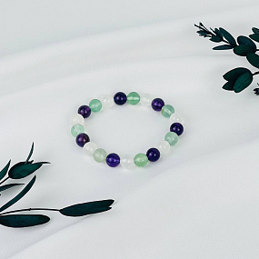 Браслет "Стихия Эфир" из Аметиста, Флюорита и Селенита, Артикул: 117405 - изображение товара №2