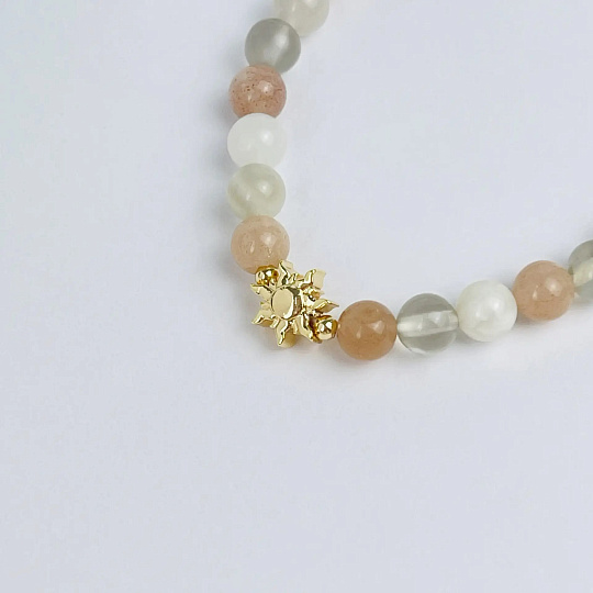 Браслет из Лунного камня микс со вставкой, Артикул: 118676 - изображение товара №3