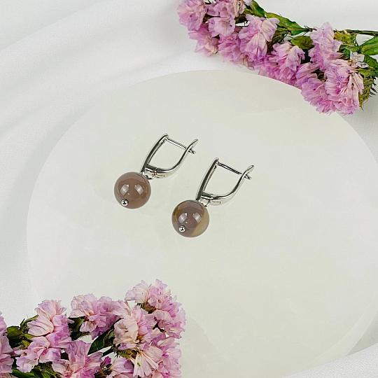 Серьги из серого Агата, Артикул: 079007 - изображение товара №2