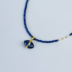 Колье из Содалита,Жемчуга и Лазурта, Артикул: 109808 - изображение товара №2