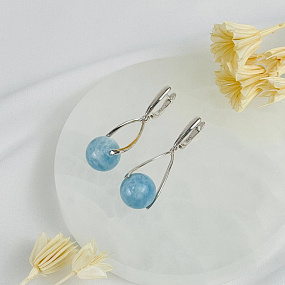 Серьги длинные из Аквамарина, Артикул: 117611 - изображение товара №2
