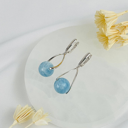 Серьги длинные из Аквамарина, Артикул: 117611 - изображение товара №2