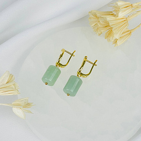 Серьги из зеленого Авантюрина, Артикул: 116860 - изображение товара №2