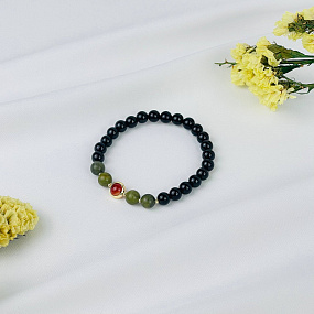 Браслет из черного Агата, Змеевика и Сардоникса, Артикул: 116971 - изображение товара №2