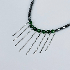 Колье из Гематита и Нефрита, Артикул: 117205 - изображение товара №2