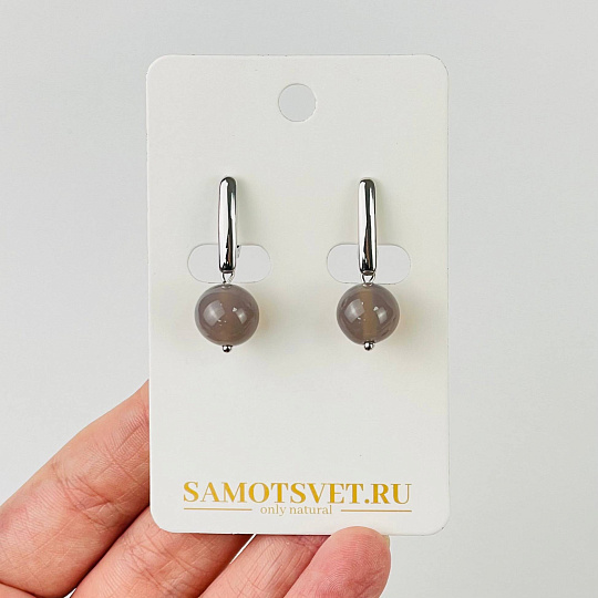 Серьги из серого Агата, Артикул: 079007 - изображение товара №1
