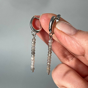 Серьги длинные из Лабрадора, Артикул: 097727 - изображение товара №3