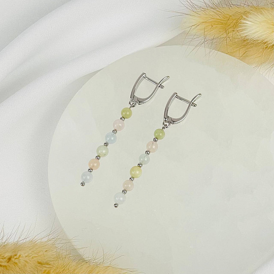 Серьги длинные из Берилла микс, Артикул: 116835 - изображение товара №2