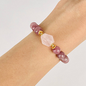 Браслет из мадагаскарского Розового кварца, Артикул: 070542 - изображение товара №1