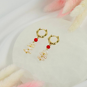 Серьги из Жемчуга и Коралла, Артикул: 116899 - изображение товара №2