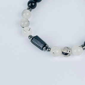 Браслет из Турмалина (Шерл) и Кварца с включениями, Артикул: 117383 - изображение товара №3