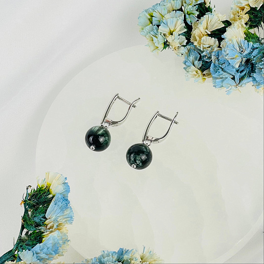 Серьги из Серафинита, Артикул: 117060 - изображение товара №2