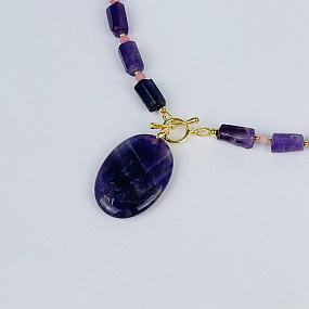 Колье из Аметиста и розового Кальцита, Артикул: 117168 - изображение товара №2