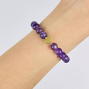 Браслет из Аметиста со вставкой сердце, Артикул: 118143 - изображение товара №1