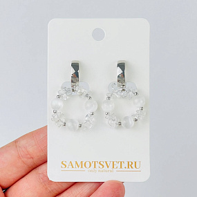 Серьги из Селенита и Горного Хрусталя