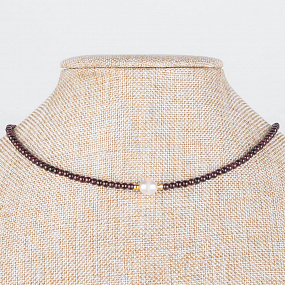 Бусы из Граната и Жемчуга, Артикул: 091771 - изображение товара №1