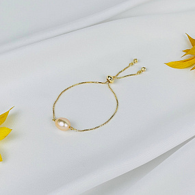 Браслет регулируемый с камнем Жемчуг, Артикул: 081653 - изображение товара №2