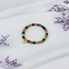 Браслет из Турмалина микс с подвеской, Артикул: 117833 - изображение товара №2