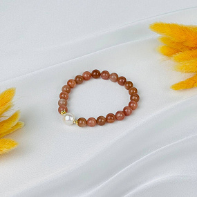 Браслет из Лунного камня и Жемчуга, Артикул: 118537 - изображение товара №2