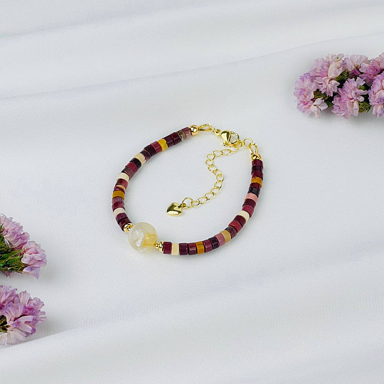 Браслет из Яшмы (Мукаит) и Агата, Артикул: 116983 - изображение товара №2