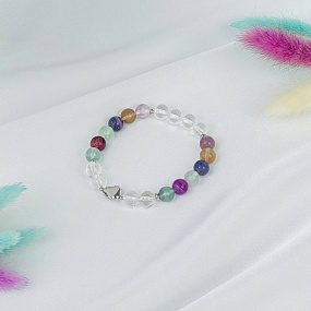 Браслет из Флюорита и Горного Хрусталя со вставкой