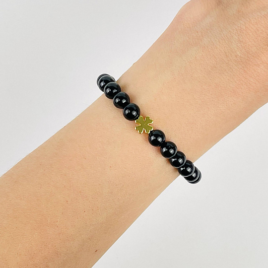 Браслет из черного Турмалина (Шерл) со вставкой, Артикул: 116988 - изображение товара №1