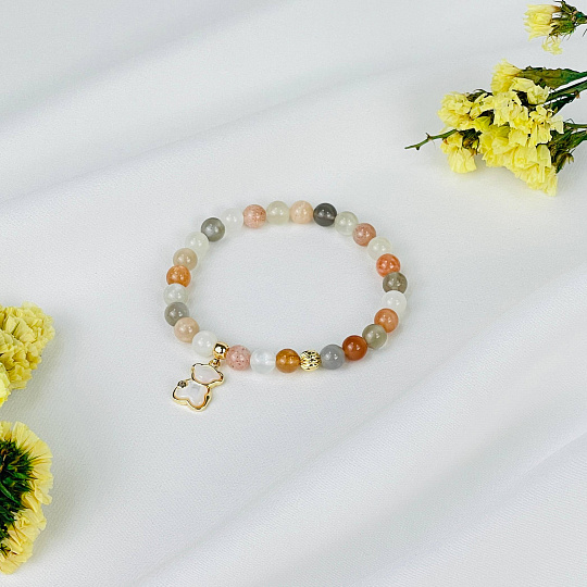 Браслет из Лунного камня микс с подвеской, Артикул: 099303 - изображение товара №1