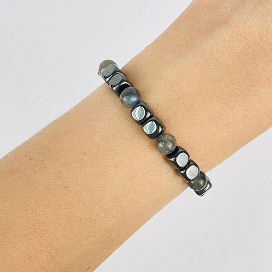 Браслет из Лабрадора и Гематита, Артикул: 117379 - изображение товара №1