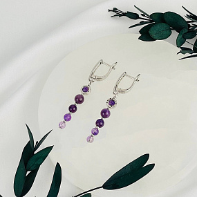 Серьги длинные из Аметиста