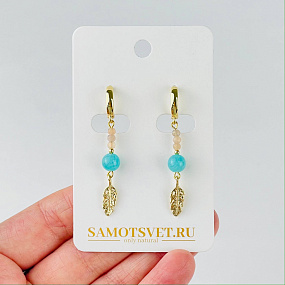 Серьги из Лунного камня и Амазонита