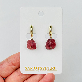 Серьги из Клубничного кварца, Артикул: 115549 - изображение товара №2