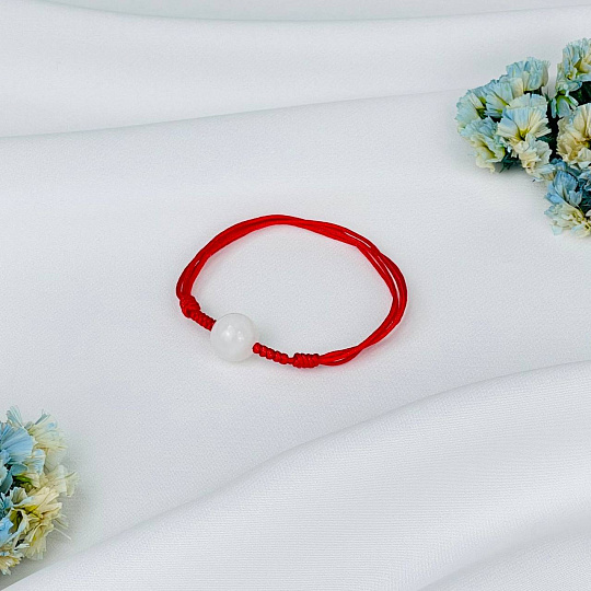 Защитный браслет Красная нить с белын Нефритом, Артикул: 116417 - изображение товара №2