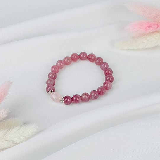 Браслет из Розового кварца и Морганита, Артикул: 117832 - изображение товара №2