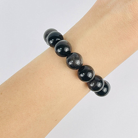 Браслет из серебристого Обсидиана, Артикул: 074304 - изображение товара №1