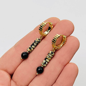 Серьги из перепелиной Яшмы и Турмалина, Артикул: 103272 - изображение товара №2