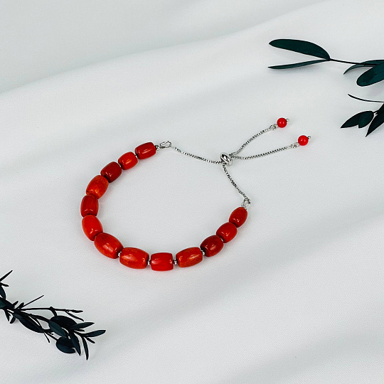 Браслет регулируемый на увеличение из Коралла, Артикул: 117640 - изображение товара №1